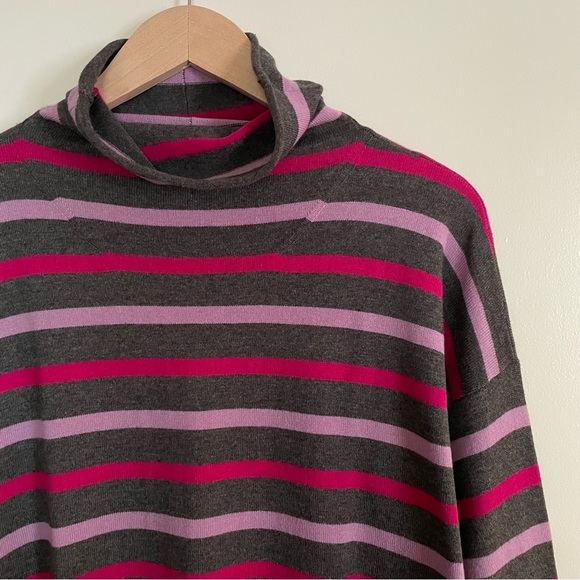 DKNY Jeans Striped Cotton Cashmere Blend Funnelneck Sweater Size XL - Picture 2 of 12